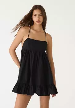 Повседневное платье FLOWING Stradivarius, черный