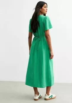 Повседневное платье FLUTTER SLEEVE BUTTON FRONT MIDI New Look, зеленый