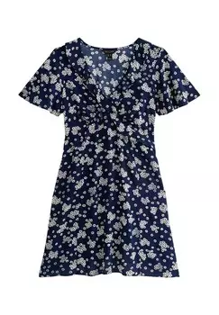 Повседневное платье FRILL DITSY FLORAL PRINT MINI New Look, синий