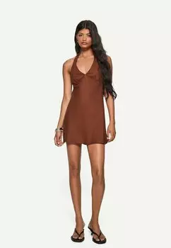 Повседневное платье HALTER Bershka, темно-коричневый