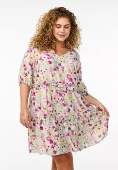 Повседневное платье KURZES MIT BLUMENPRINT Zizzi, кремовый