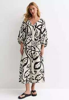 Повседневное платье LEAF V-NECK MIDI New Look, кремовый