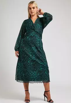 Повседневное платье LEOPARD PRINT MID Yours Clothing, зеленый