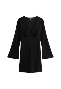 Повседневное платье LONG SLEEVE CRINKLE MINI New Look, черный