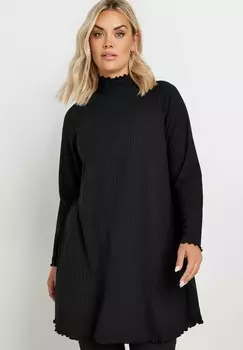 Повседневное платье LONG SLEEVE LETTUCE EDGE Yours Clothing, антрацит