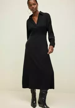 Повседневное платье LONG SLEEVE V-NECK MIDI REGULAR FIT Next, черный