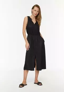 Повседневное платье LONGUEUR MIDI FLUIDE FENTE SUR LE DEVANT s.Oliver, черный