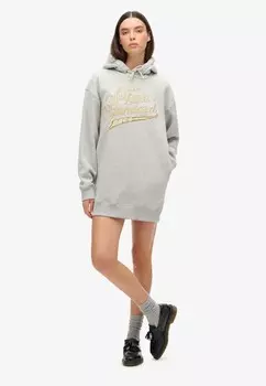 Повседневное платье LUXE METALLIC LOGO HOODED Superdry, светло-серый