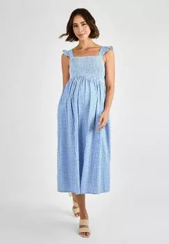 Повседневное платье MATERNITY FIT - GINGHAM SHIRRED JoJo Maman Bb, синий