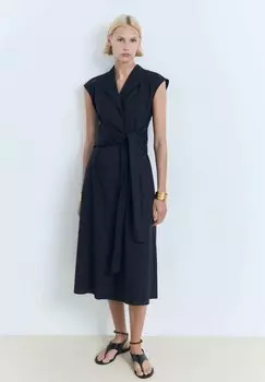 Повседневное платье MIDI WITH KNOT DETAIL Mango, темно-синий
