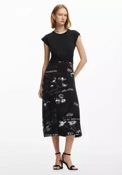 Повседневное платье MIDI WITH TEXT Desigual, серый