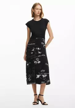 Повседневное платье MIDI WITH TEXT Desigual, серый