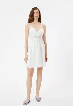 Повседневное платье MINI STRAPS HEART NECK CUTWORK DETAIL Koton, белый