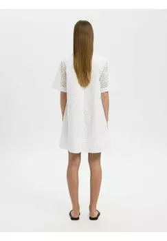 Повседневное платье MINIKLEID BRODERIE ANGLAISE Selected Femme, кремовый