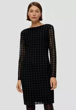 Повседневное платье MIT ALLOVER-FLOCKPRINT s.Oliver BLACK LABEL, цвет schwarz