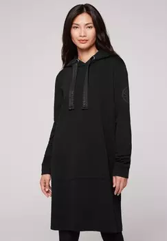 Повседневное платье MIT KAPUZE UND GLOSSY PRINTS Soccx, черный