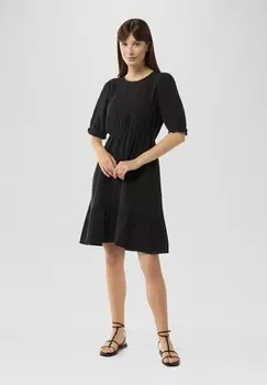 Повседневное платье MIT RAFFUNGEN UND ELASTISCHEN BNDCHEN QS, черный