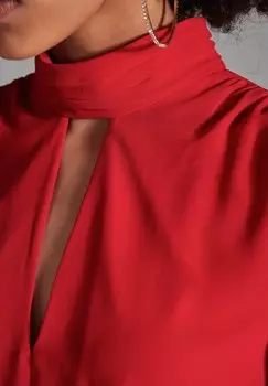 Повседневное платье MIT RMELN UND SCHLITZ AUSSCHNITT Swing, красный