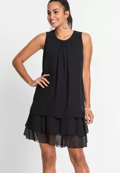 Повседневное платье MIT VOLANTS bonprix, черный