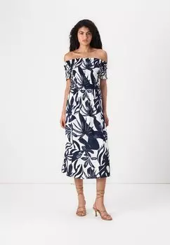 Повседневное платье OFF SHOULDER MIDI SMOCK VILA, синий