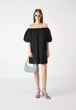 Повседневное платье OFF SHOULDER POPLIN DRESS Gina Tricot, черный