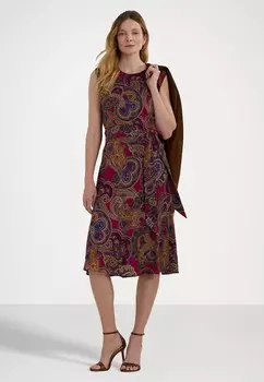 Повседневное платье PAISLEY BELTED BUBBLE CREPE DRESS Ralph Lauren, фиолетовый