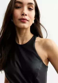 Повседневное платье PANELLED FAUX LEATHER New Look, черный