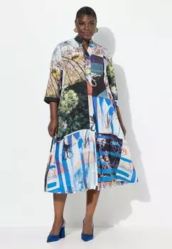 Повседневное платье PATCHWORK 3/4 SLEEVE MIDI Ulla Popken, белый