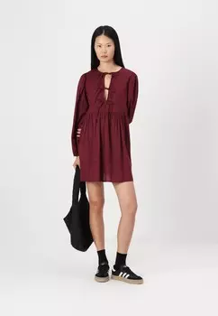 Повседневное платье PCJOLLY O NECK DRESS Pieces, бордовый