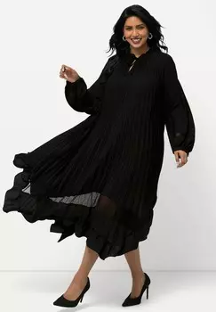 Повседневное платье PLEATED FLOUNCE PANEL LONG SLEEVE Ulla Popken, черный