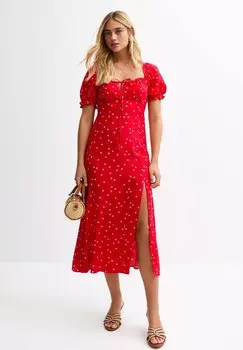 Повседневное платье POLKA DOT MILKMAID MIDI New Look, цвет Red Pattern