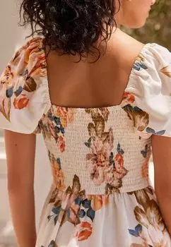 Повседневное платье Puff Sleeve Midi- Regular Fit Next, бежевый