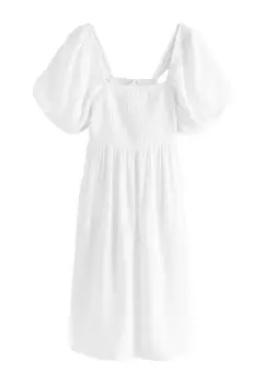 Повседневное платье PUFF SLEEVE OFF SHOULDER MIDI Next, белый