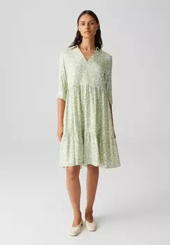 Повседневное платье REGULAR A-LINIE 3/4 SLEEVE PRINT VOLANTS OPUS, зеленый