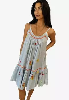 Повседневное платье REGULAR FIT - EMBROIDERED SLIP Never Fully Dressed, синий