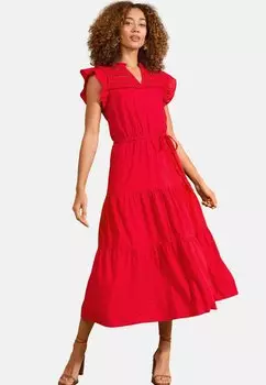Повседневное платье REGULAR FIT FLUTTER SLEEVE TIRED MIDI Love & Roses, красный