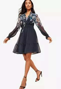 Повседневное платье REGULAR FIT - LONG SLEEVE OPEN TIE NECK Friends Like These, синий