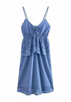 Повседневное платье REGULAR FIT - PEPLUM BRODERIE MIDI Next, синий