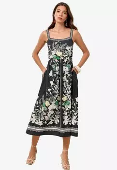 Повседневное платье REGULAR FIT - PLACEMENT PRINTED CAMI STRAP MIDI Lipsy, черный