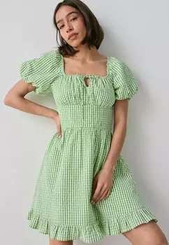 Повседневное платье REGULAR FIT - PUFF SLEEVE MILKMAID Next, зеленый