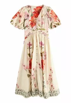 Повседневное платье REGULAR FIT - PUFF SLEEVE BUTTON DOWN Next, бежевый