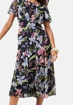 Повседневное платье REGULAR FIT - SHORT SLEEVE GATHERED WAIST UNDERBUST MIDI Lipsy, синий