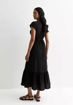 Повседневное платье RUFFLE HEM MIDI New Look, черный