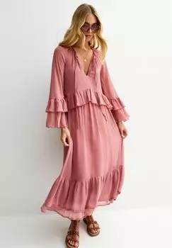 Повседневное платье RUFFLE TRIM MIDI New Look, светло-розовый