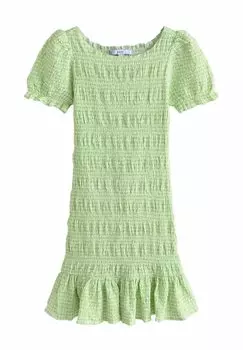 Повседневное платье SHIRRED PUFF SLEEVE MINI Next, зеленый