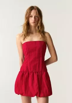 Повседневное платье SHORT BALLOON PULL&BEAR, красный