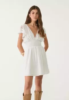 Повседневное платье SHORT WITH OPENWORK SLEEVES Stradivarius, белый