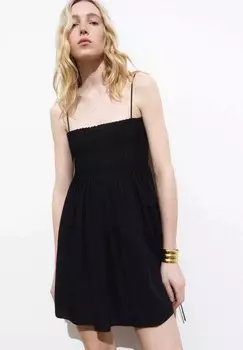 Повседневное платье SHORT WITH PLEATS Mango, черный