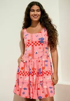 Повседневное платье SLEEVELESS SCOOP NECK WAISTED MINI Next, розовый