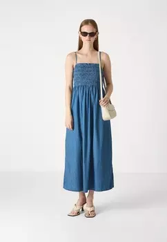 Повседневное платье SMOCKED TOP GAP, синий деним